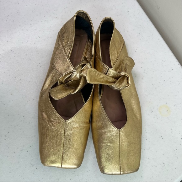 Vicenza Bow Mary Jane Silver leather flats square toes ballet Anthropologie - Picture 5 of 14